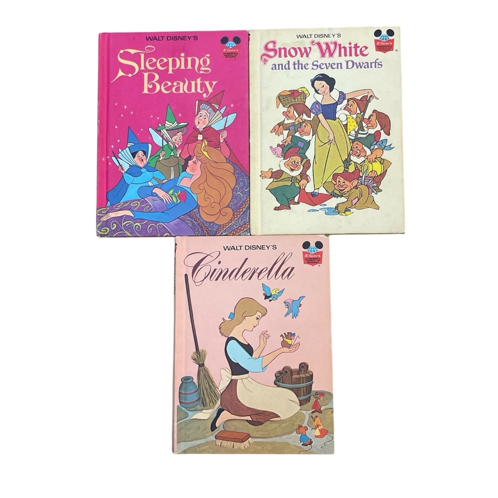 3 Vintage Disney’s Wonderful World of Reading Book Club Books Princesses 70s